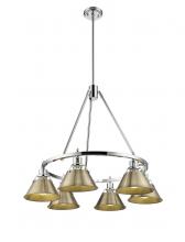  3306-6 CH-AB - Orwell CH 6 Light Chandelier in Chrome with Aged Brass shades